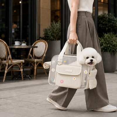 Malloren Breathable Mesh Pet Carrier Tote for Cats & Small Dogs - Comfortable Travel Bag for Cafes, Vet Visits & Daily Outings