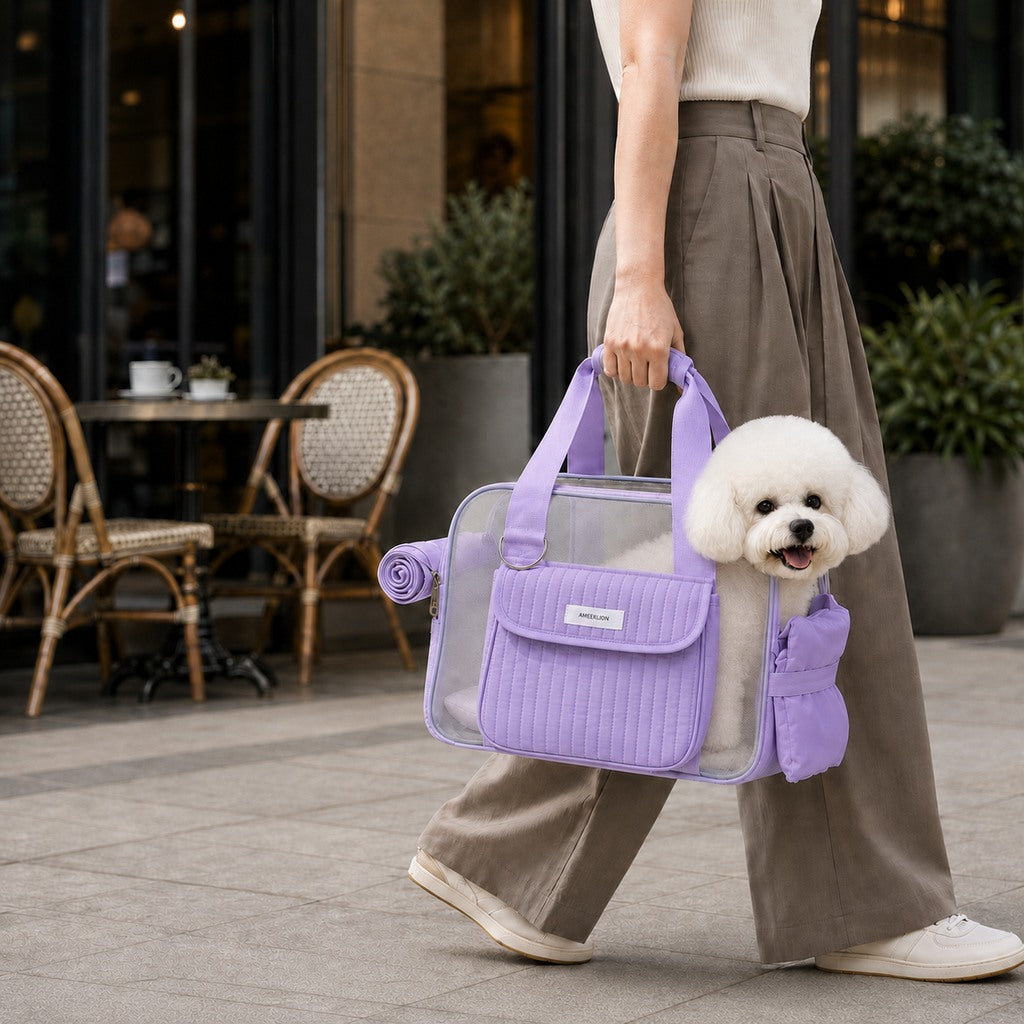 Malloren Breathable Mesh Pet Carrier Tote for Cats & Small Dogs - Comfortable Travel Bag for Cafes, Vet Visits & Daily Outings