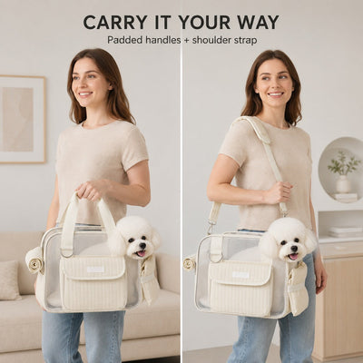 Malloren Breathable Mesh Pet Carrier Tote for Cats & Small Dogs - Comfortable Travel Bag for Cafes, Vet Visits & Daily Outings