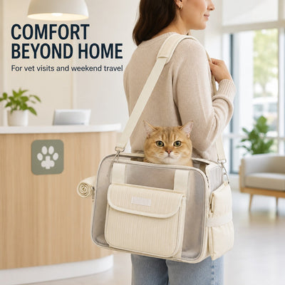 Malloren Breathable Mesh Pet Carrier Tote for Cats & Small Dogs - Comfortable Travel Bag for Cafes, Vet Visits & Daily Outings