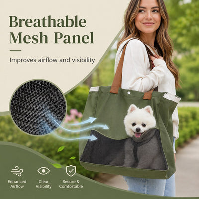 Malloren Pet Carrier Tote Bag for Cats & Small Dogs - Breathable Shoulder Bag for Walks, Vet Visits & Errands