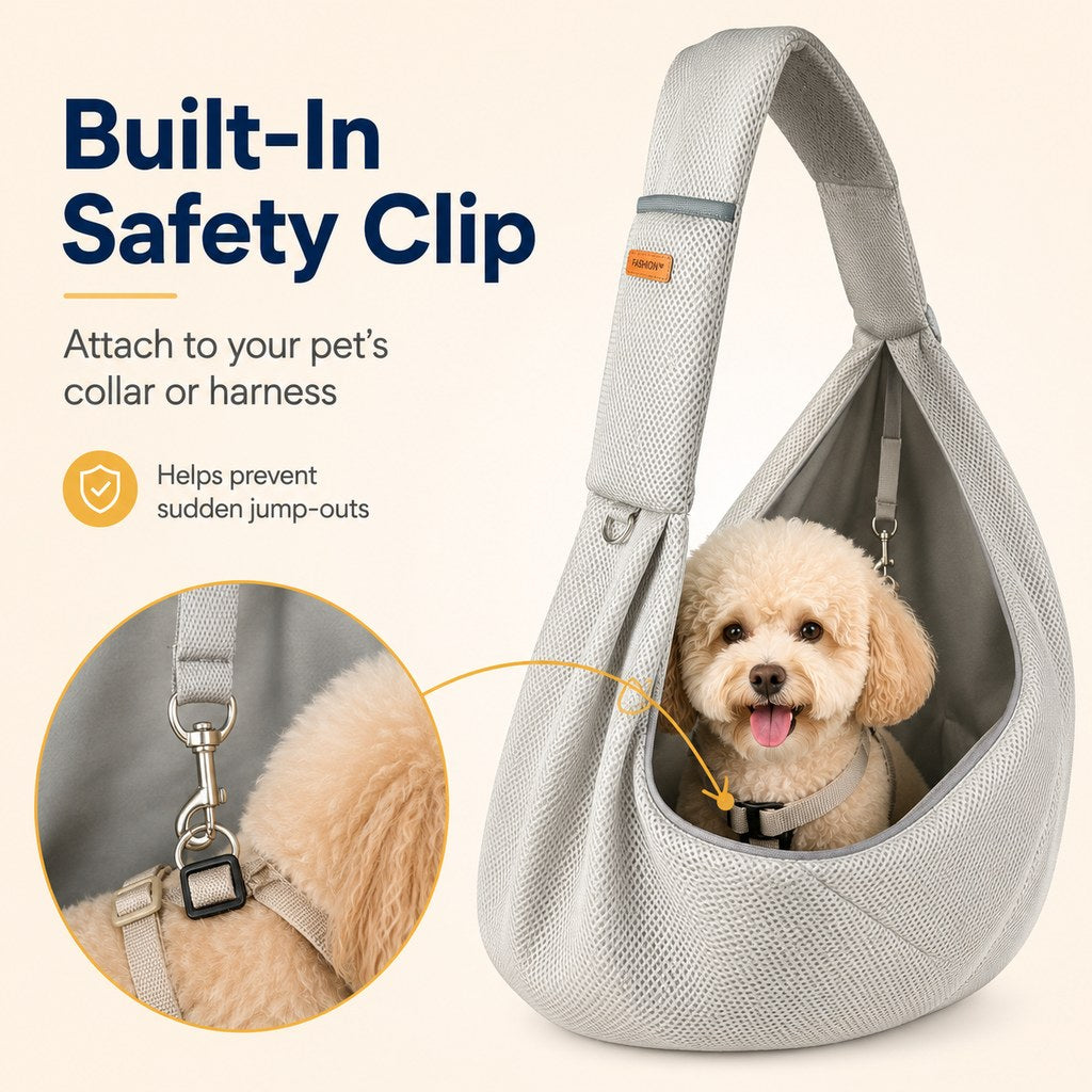 Malloren Crossbody Pet Sling Carrier for Small Dogs & Cats - Breathable Hands-Free Travel Bag for Walks, Errands & Vet Visits