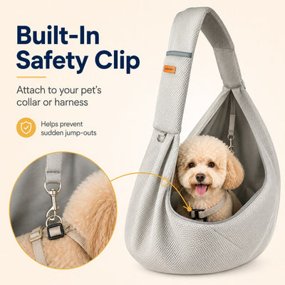 Malloren Crossbody Pet Sling Carrier for Small Dogs & Cats - Breathable Hands-Free Travel Bag for Walks, Errands & Vet Visits