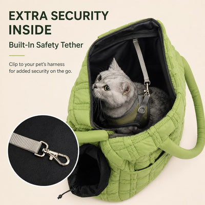 Malloren Quilted Pet Carrier Tote for Cats & Small Dogs – Easy Hand & Shoulder Carry for Walks, Errands & Everyday Outings