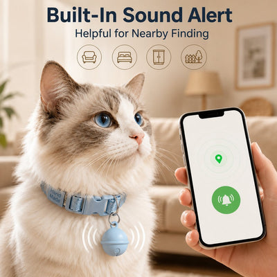 Malloren Smart Pet Tracker Bell Collar for Cats & Small Dogs - Find Hiding Pets Faster at Home, in the Yard & on Daily Walks