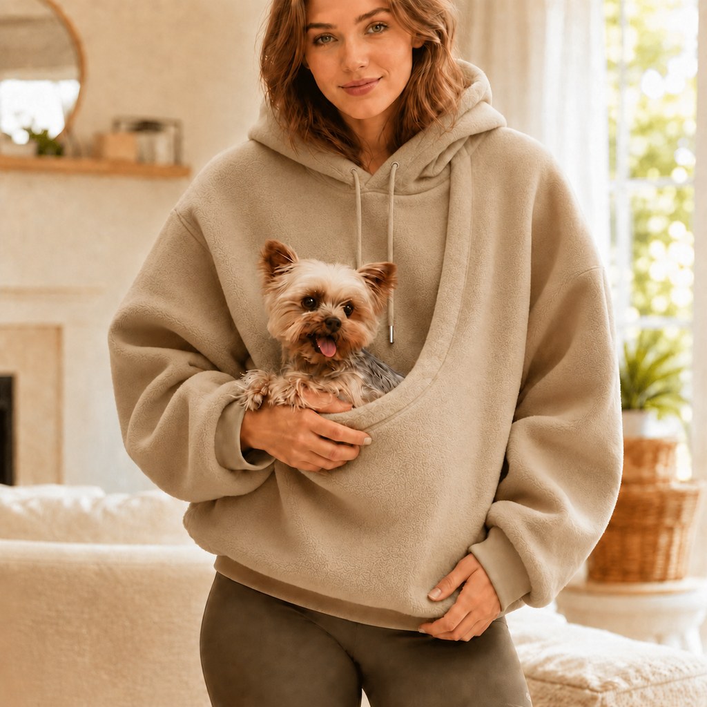 Malloren Cozy Pet Pouch Sherpa Hoodie for Small Dogs & Cats – Keep Them Close at Home & on Casual Outings