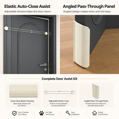 Malloren No-Drill Cat Door Alternative for Litter Rooms & Bedrooms – Helps Cats Pass Through Without Leaving Doors Wide Open