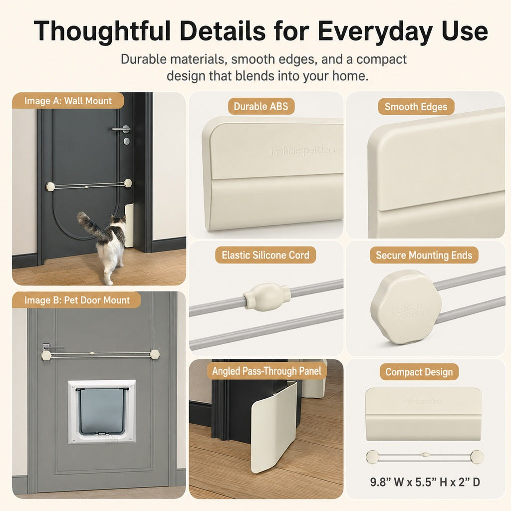 Malloren No-Drill Cat Door Alternative for Litter Rooms & Bedrooms – Helps Cats Pass Through Without Leaving Doors Wide Open