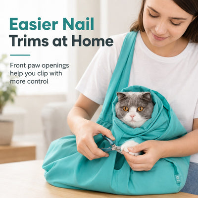 Malloren Soft Cat Carrier Grooming Bag for Vet Visits &Nail Trims - Helps Reduce Scratching During Routine Care