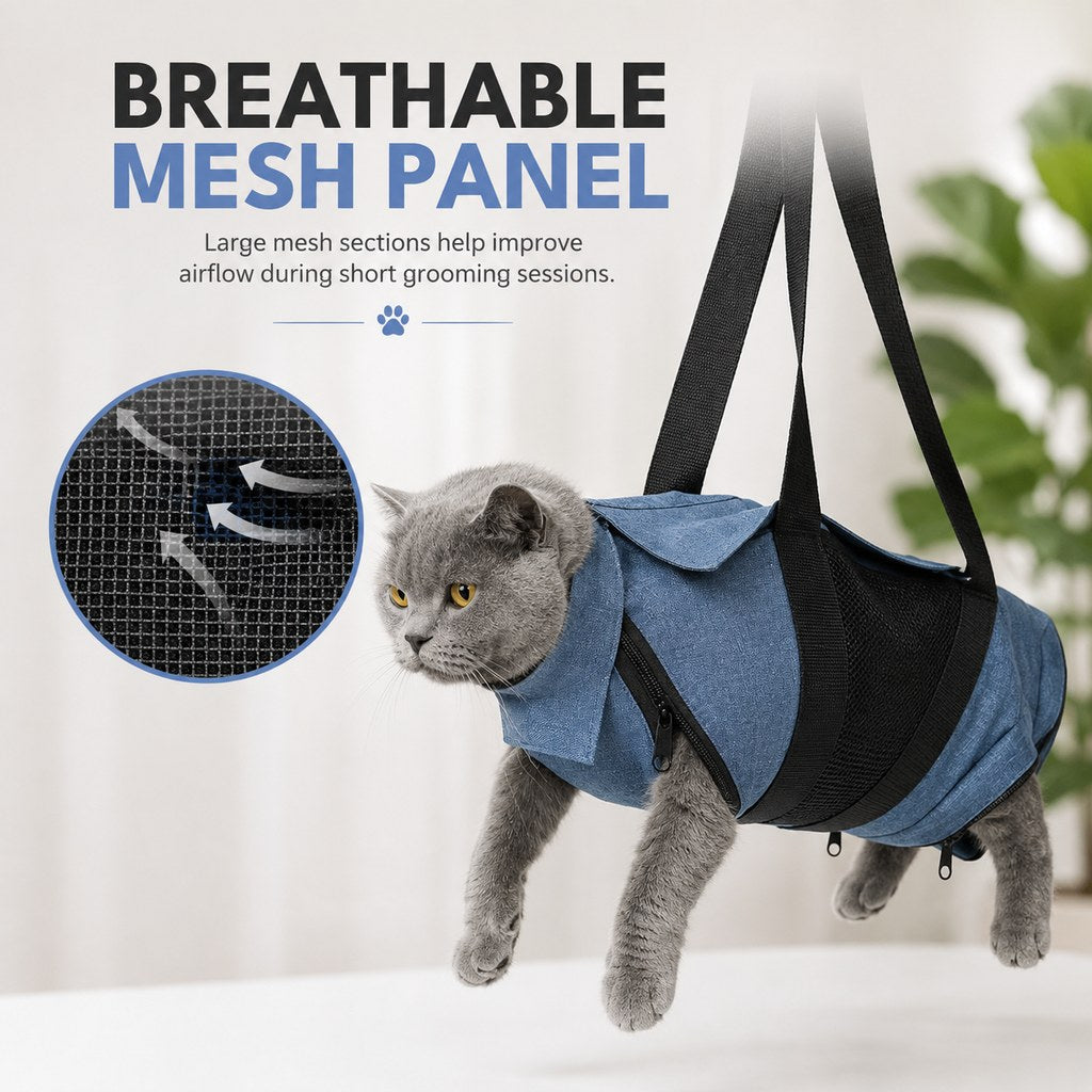Malloren Cat Grooming Restraint Bag for Nail Trimming & Ear Cleaning – Easier Control for Wiggly Cats