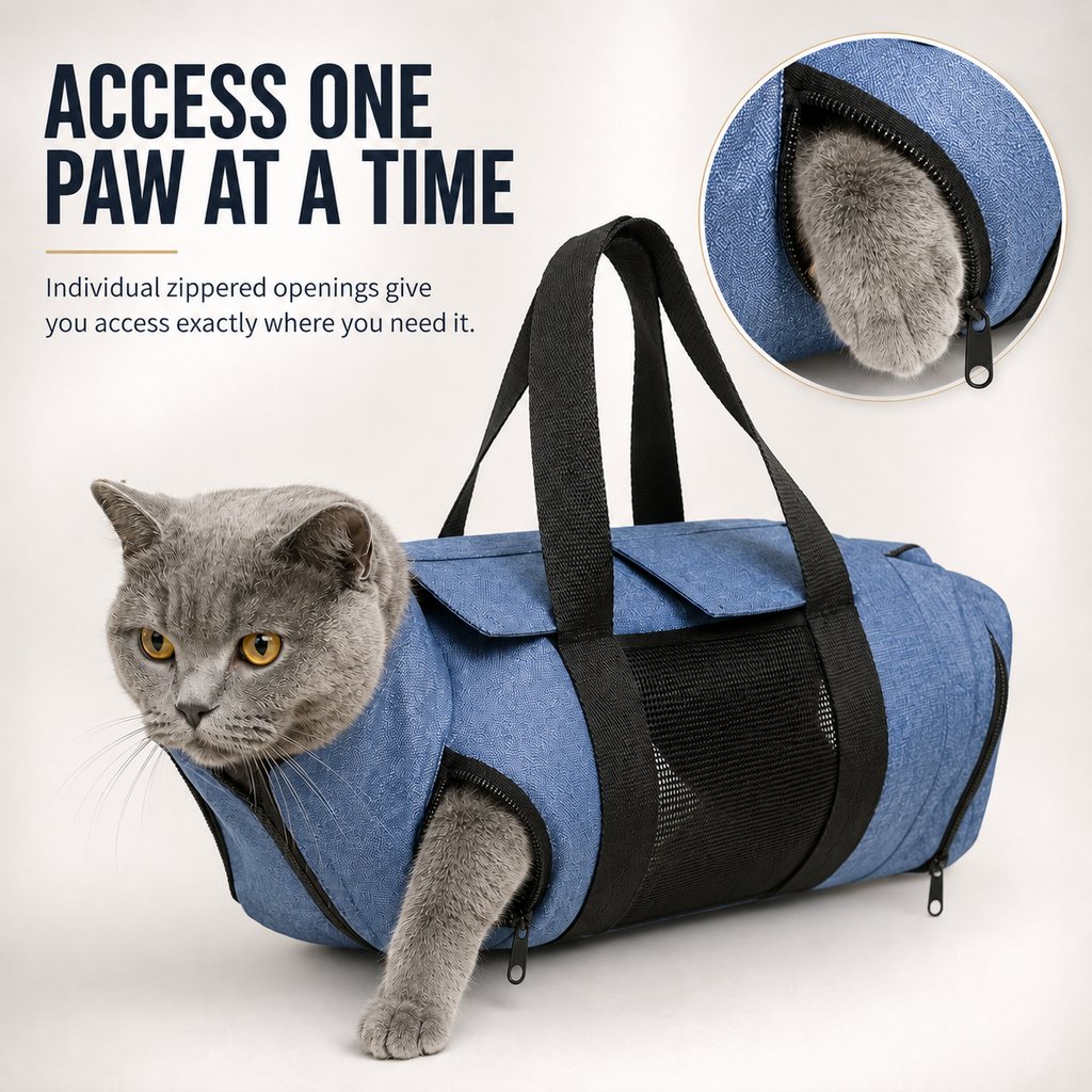 Malloren Cat Grooming Restraint Bag for Nail Trimming & Ear Cleaning – Easier Control for Wiggly Cats