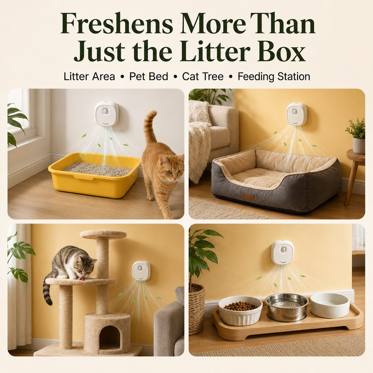 Malloren Smart Cat Litter Box Deodorizer for Apartments & Bathrooms — Motion Sensor Odor Control for Daily Litter Box Smell