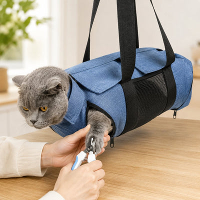 Malloren Cat Grooming Restraint Bag for Nail Trimming & Ear Cleaning – Easier Control for Wiggly Cats