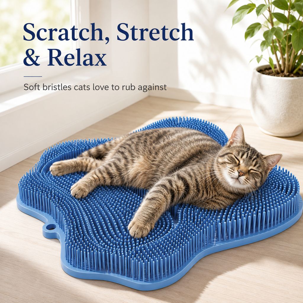 Malloren Soft TPR Cat Scratch & Massage Mat for Indoor Cats – Sofa-Saving Pad for Scratching, Stretching & Rubbing
