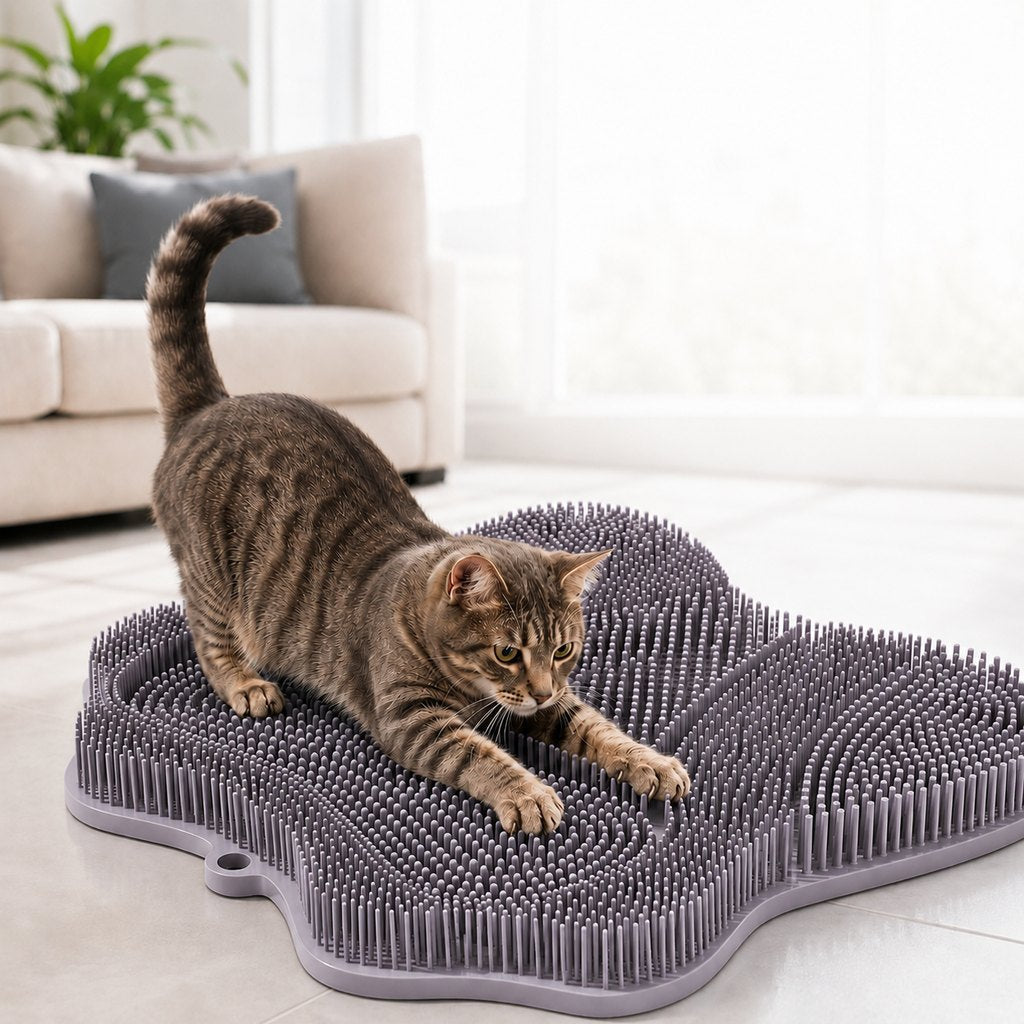 Malloren Soft TPR Cat Scratch & Massage Mat for Indoor Cats – Sofa-Saving Pad for Scratching, Stretching & Rubbing