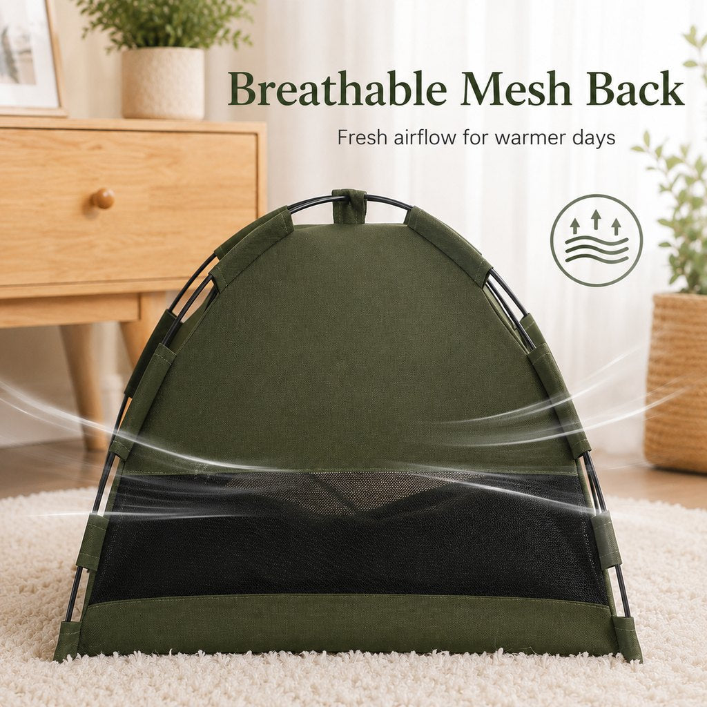 Malloren Cozy Foldable Cat Tent Bed for Apartment Naps - Breathable Hideaway with Removable Cushion