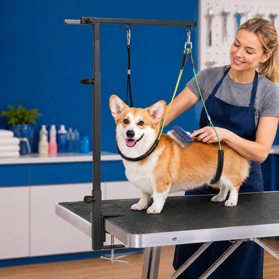 Malloren Clamp-On Pet Grooming Arm for Bathing & Trimming, Foldable Dual Support Holder for Small & Medium Dogs