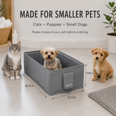 Malloren Collapsible Pet Bathtub with Drain Plug for Cats & Small Dogs - Easy At-Home Baths, Folds Flat for Storage