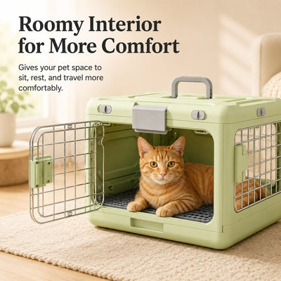 Malloren Collapsible Pet Travel Carrier for Vet Visits & Road Trips - Fold-Flat Hard Crate That Saves Space