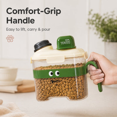 Malloren Sealed Pet Food Storage Container with Scoop for Cats & Dogs - Easy, Mess-Free Daily Feeding
