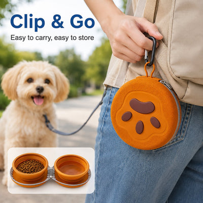Malloren 2-in-1 Collapsible Pet Travel Bowl for Walks, Parks & Road Trips - Feed and Hydrate Small Dogs or Cats Anywhere