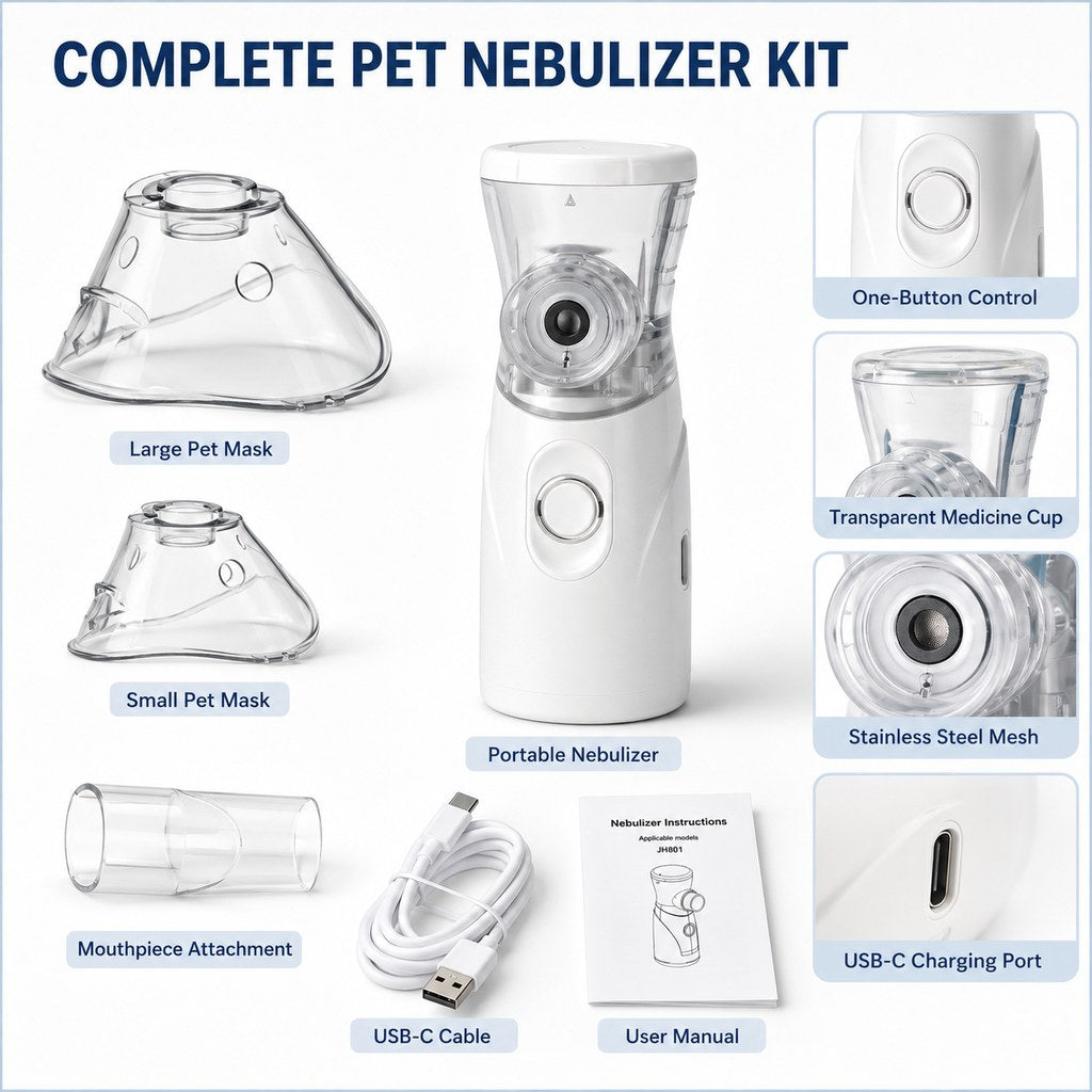 Malloren Portable Pet Mist Care Kit for Dogs & Cats - Rechargeable Handheld Device with Two Masks