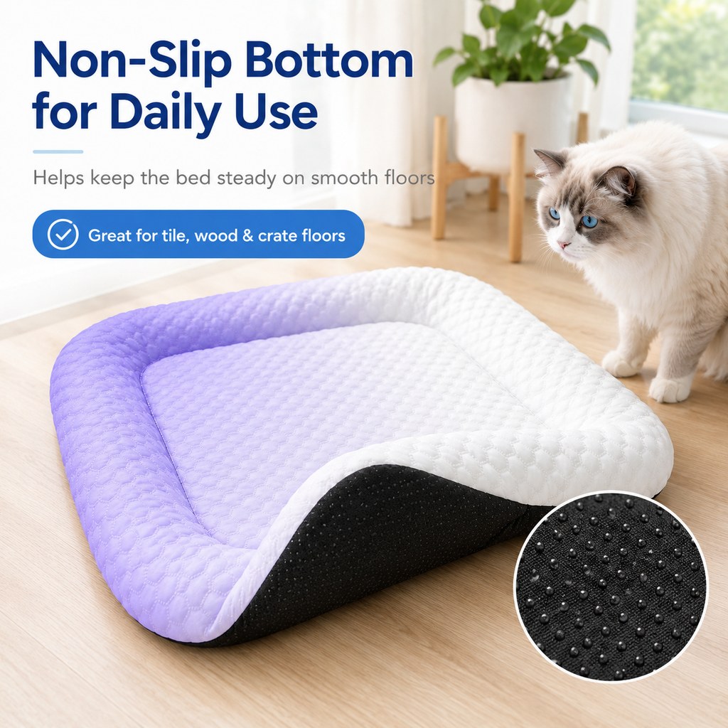 Malloren Cool-Touch Gradient Pet Cooling Bed for Summer Naps - Breathable Bolster Rest Mat for Cats & Small Dogs