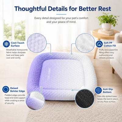 Malloren Cool-Touch Gradient Pet Cooling Bed for Summer Naps - Breathable Bolster Rest Mat for Cats & Small Dogs
