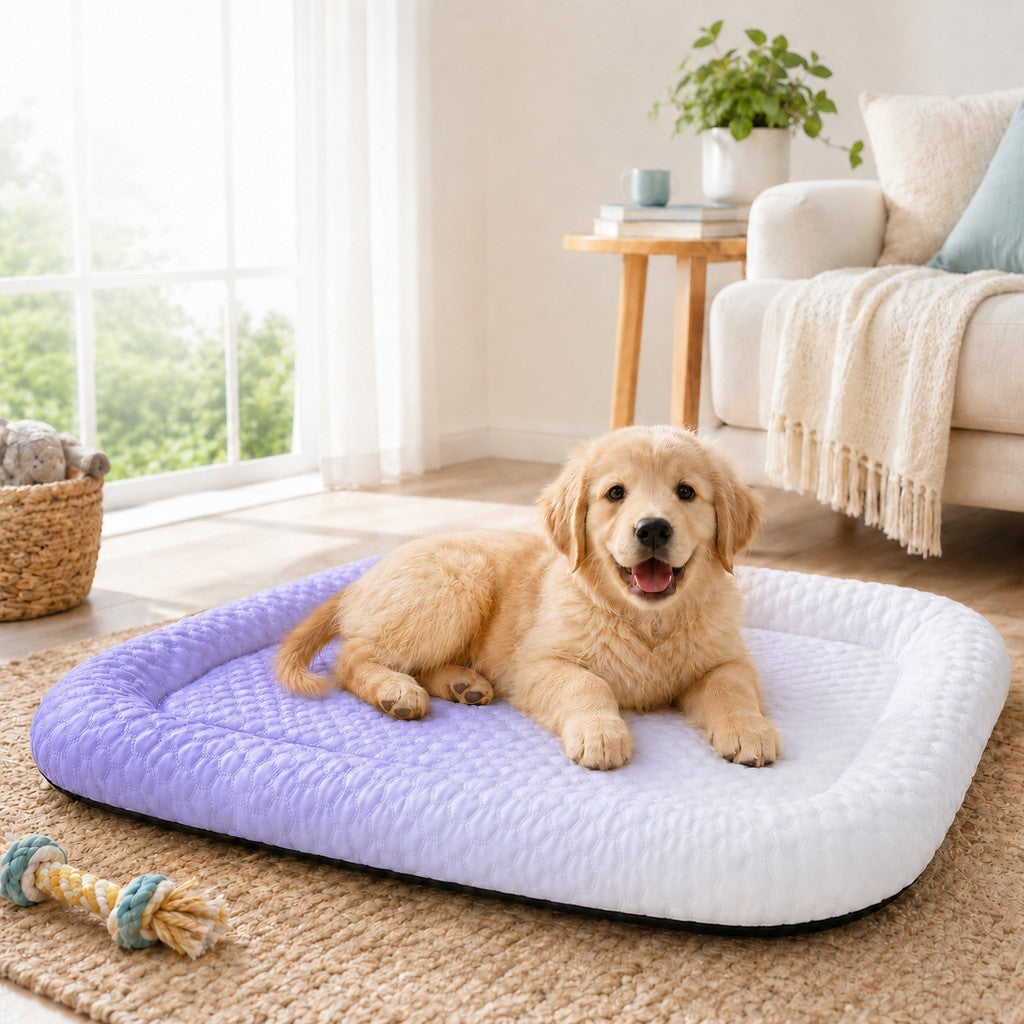 Malloren Cool-Touch Gradient Pet Cooling Bed for Summer Naps - Breathable Bolster Rest Mat for Cats & Small Dogs