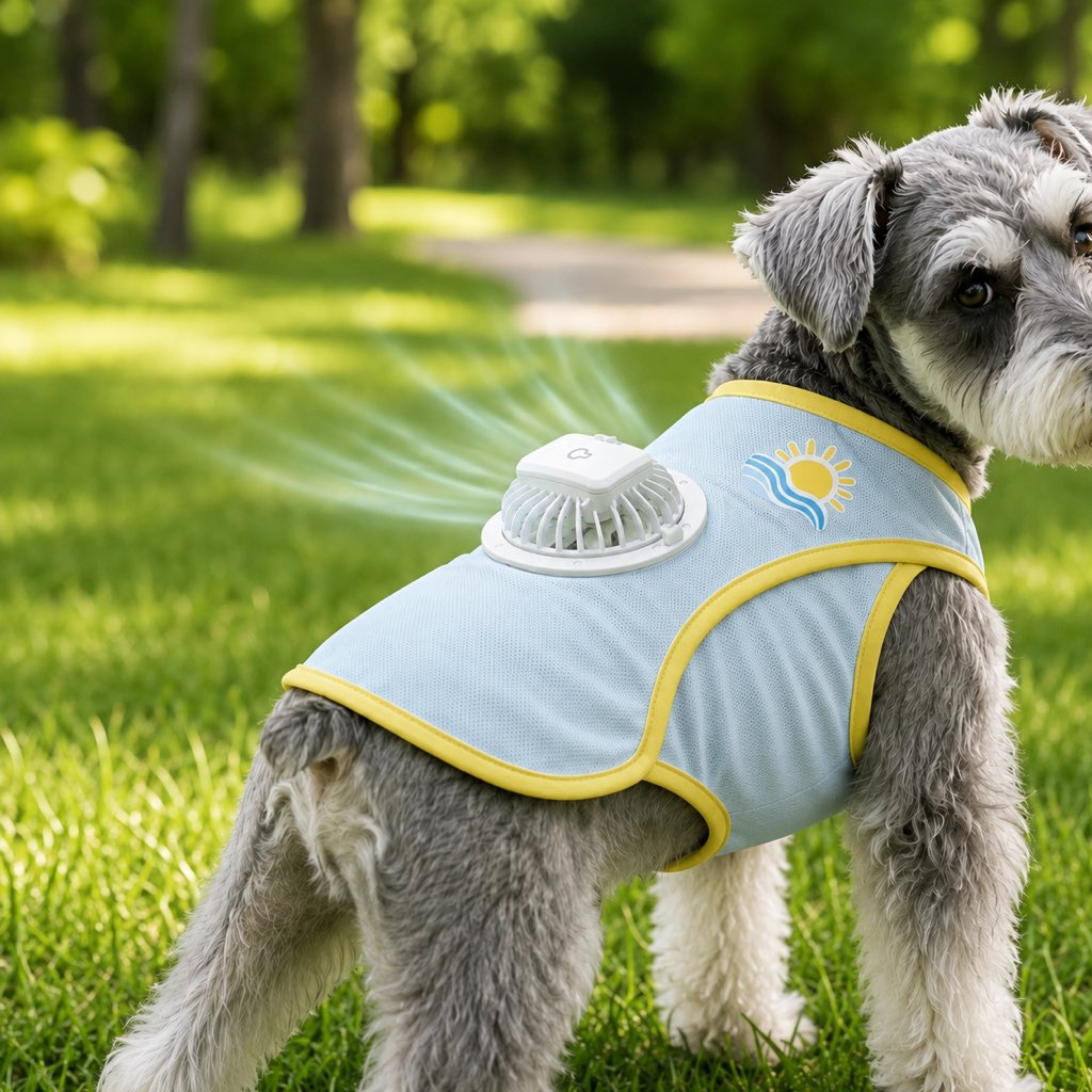 Malloren Cooling Fan Dog Summer Vest for Walks & Outdoor Heat Relief - Lightweight Sun Shirt for Small & Medium Dogs