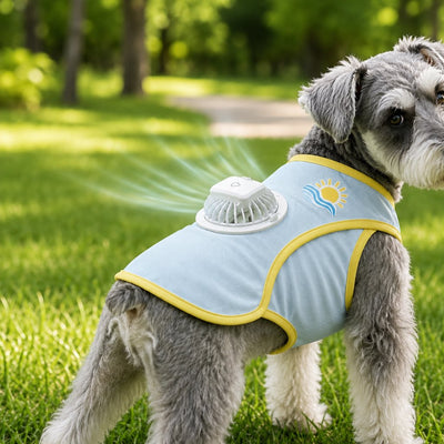 Malloren Cooling Fan Dog Summer Vest for Walks & Outdoor Heat Relief - Lightweight Sun Shirt for Small & Medium Dogs