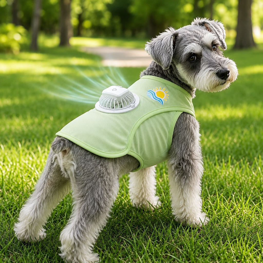 Malloren Cooling Fan Dog Summer Vest for Walks & Outdoor Heat Relief - Lightweight Sun Shirt for Small & Medium Dogs