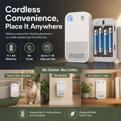Malloren Smart Litter Box Odor Control Deodorizer for Cats - Cordless Auto-Sensing Pet Odor Purifier