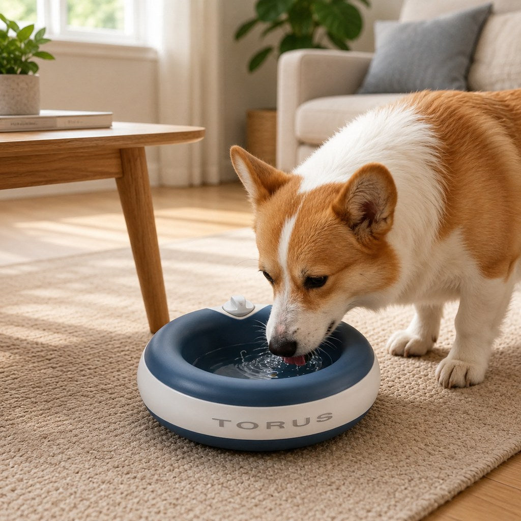 Malloren Cordless Self-Filling Filtered Pet Water Bowl 2L / 68oz - Gravity-Fed Dog & Cat Water Dispenser for Home, Travel & Outdoor Adventures