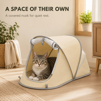 Malloren Portable Foldable Pet Tent for Cats & Small Dogs - Cozy Private Resting Space for Home, Patio & Camping