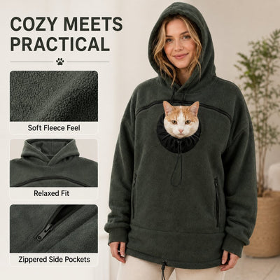 Malloren Hands-Free Pet Carrier Hoodie – Cozy Front Pouch for Cats & Small Dogs at Home & Everyday Outings