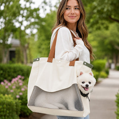 Malloren Pet Carrier Tote Bag for Cats & Small Dogs - Breathable Shoulder Bag for Walks, Vet Visits & Errands