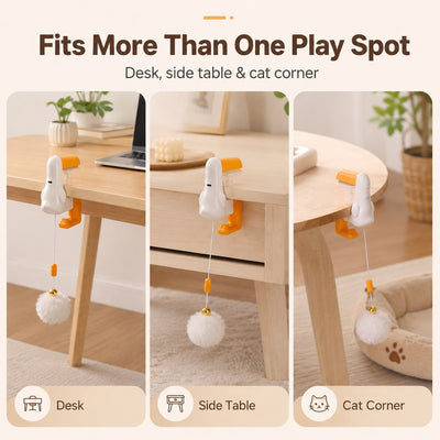 Malloren Desk Clamp Automatic Cat Teaser Toy - Keep Indoor Cats Busy While You Work