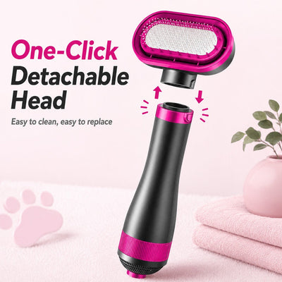 Malloren 4-in-1 Pet Dryer Brush for After-Bath Grooming, Low-Noise Dog & Cat Hair Dryer Comb for Easier Drying, Brushing & Detangling