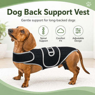 Malloren Dog Back Support Vest for Daily Walks & Home Recovery - Adjustable Support for Long-Backed and Senior Dogs
