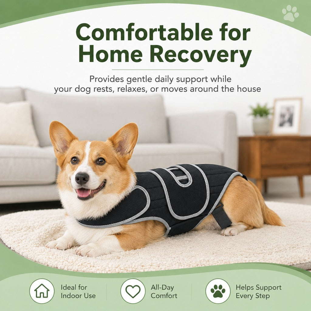 Malloren Dog Back Support Vest for Daily Walks & Home Recovery - Adjustable Support for Long-Backed and Senior Dogs