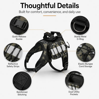 Malloren Dog Backpack Harness for Hiking & Daily Walks - Reflective Saddle Bag Vest for Carrying Water, Treats & Essentials