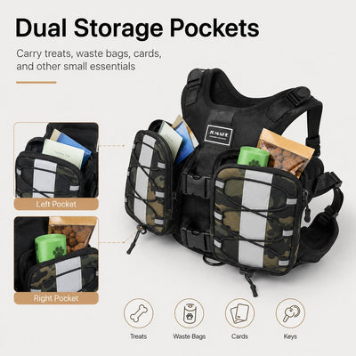 Malloren Dog Backpack Harness for Hiking & Daily Walks - Reflective Saddle Bag Vest for Carrying Water, Treats & Essentials