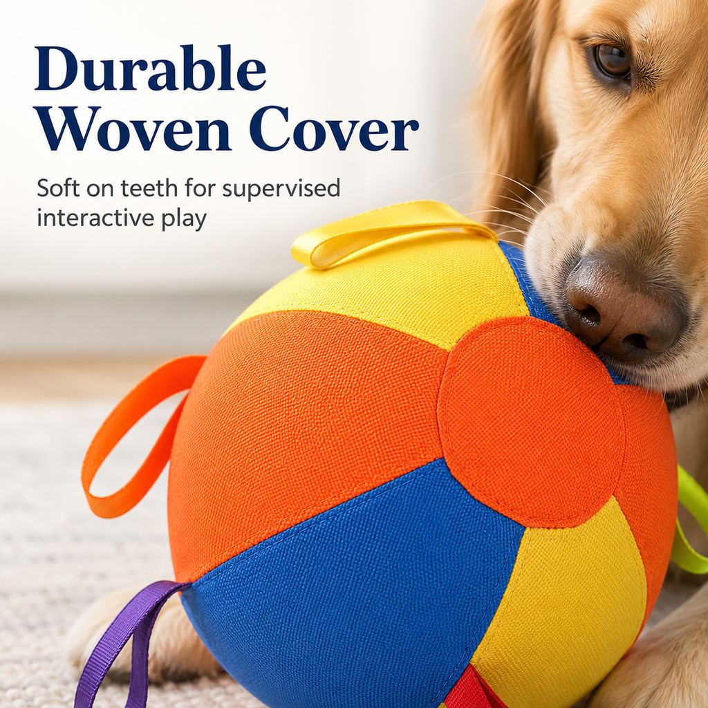 Malloren Inflatable Dog Play Ball for Backyard & Indoor Play - Oversized Chase and Tug Toy to Burn Energy and Ease Boredom