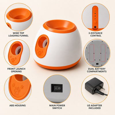 Malloren Mini Automatic Dog Ball Launcher for Small Dogs - Less Manual Throwing for Indoor & Backyard Fetch