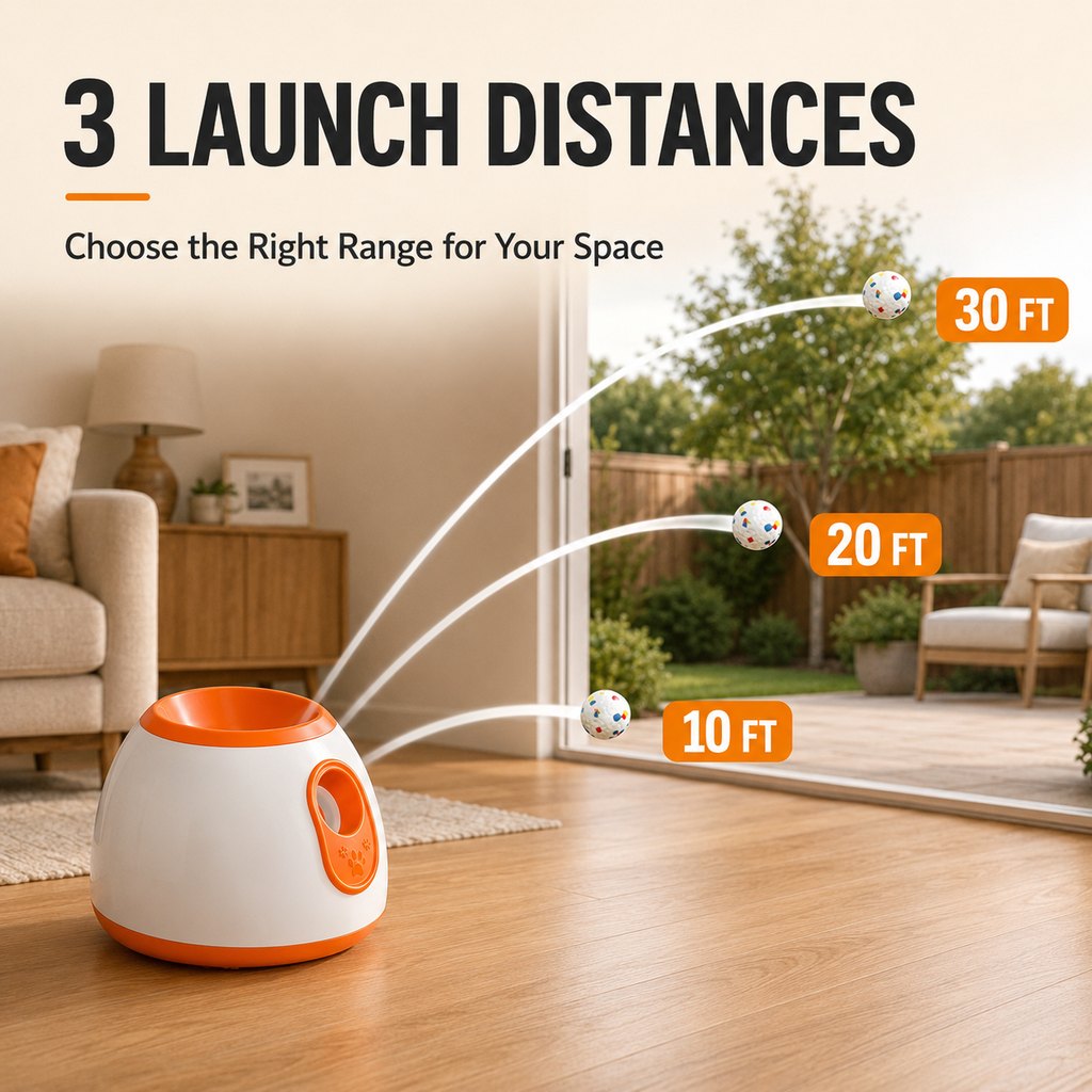 Malloren Mini Automatic Dog Ball Launcher for Small Dogs - Less Manual Throwing for Indoor & Backyard Fetch
