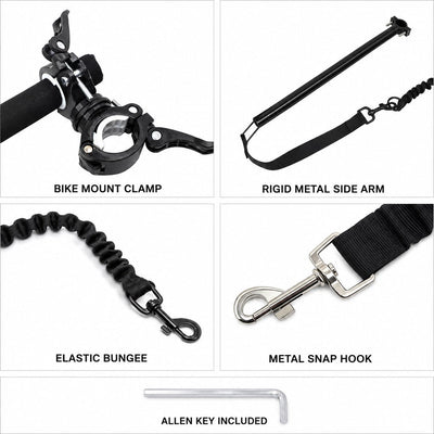 Malloren Hands-Free Dog Bike Leash with Shock-Absorbing Bungee – Bike-Mounted Side Arm for Controlled Side-by-Side Runs