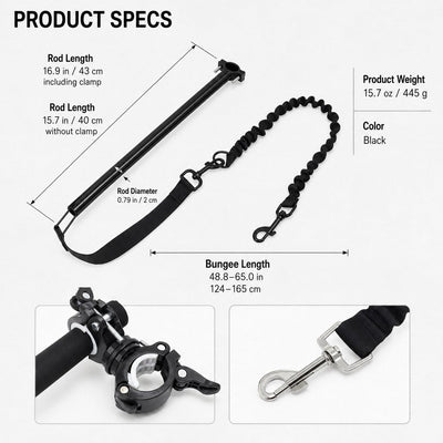 Malloren Hands-Free Dog Bike Leash with Shock-Absorbing Bungee – Bike-Mounted Side Arm for Controlled Side-by-Side Runs