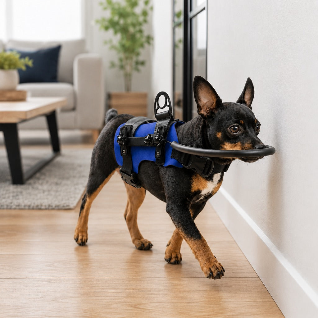 Malloren Adjustable Dog Bumper Ring Harness for Safer Home Walking - Helps Blind & Senior Dogs Avoid Wall & Furniture Bumps