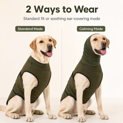 Malloren Dog Calming Shirt for Fireworks & Thunderstorms - Anxiety Relief Wrap with Ear-Covering Hood for Vet Visits, Travel & Night Walks